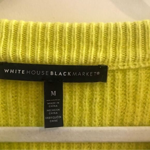 White House Black Market Puff Sleeve Ribbed Knit Size Medium - Picture 4 of 5